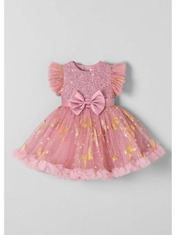 Hopscotch - Pink Bow Applique Sequined Dress