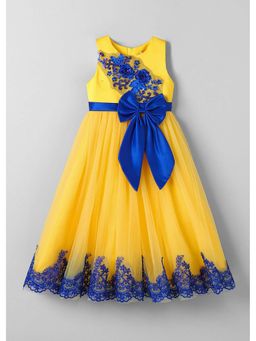 Hopscotch - Yellow Floral Bow Applique Gown