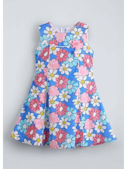 Hopscotch - Floral Pom Pom Applique Lace Floral Dress