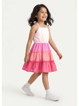 Hopscotch - Colorblock Ruffled Cotton Dress