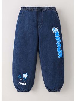 Hopscotch - Blue Graphic Denim Jogger