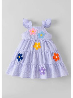 Hopscotch - Purple Stripes Applique Striped Dress