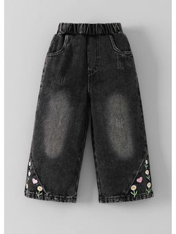 Hopscotch - Black Floral Embroidery Denim Jeans