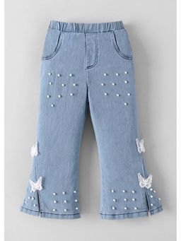Hopscotch - Blue Butterfly Applique Denim Jeans