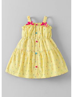 Hopscotch - Yellow Bow Applique Checks Dress