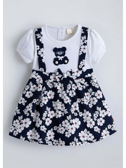 Hopscotch - Teddy Applique Floral Cotton Dress