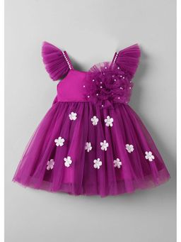 Hopscotch - Purple Floral Lace Applique Ruffled Dress