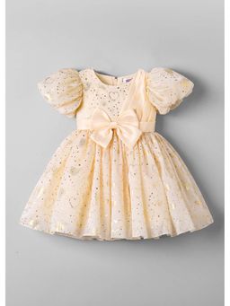 Hopscotch - Peach Heart Bow Applique Dress