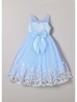 Hopscotch - Blue Bow Applique Embroidered Tulle Gown