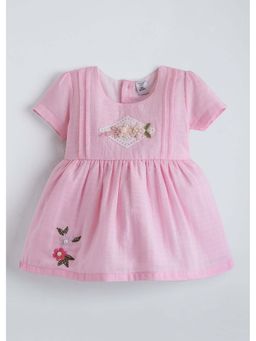 Hopscotch - Pink Pearl Embroidery Cotton Dress