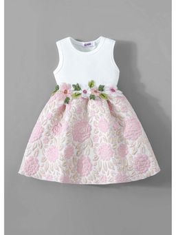 Hopscotch - White Floral Embroidered Applique Dress