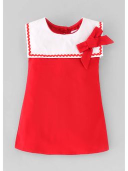 Hopscotch - Red Lace Bow Applique Dress