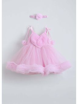 Hopscotch - Pink Heart Applique Party Dress With Headband