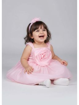 Hopscotch - Pink Floral Applique Party Dress With Headband