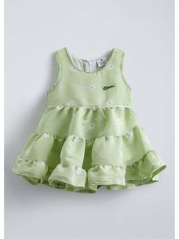 Hopscotch - Green Floral Embroidery Tiered Dress