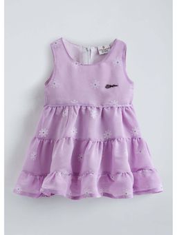 Hopscotch - Purple Floral Embroidery Tiered Dress
