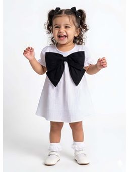 Hopscotch - White Bow Applique Cotton Dress