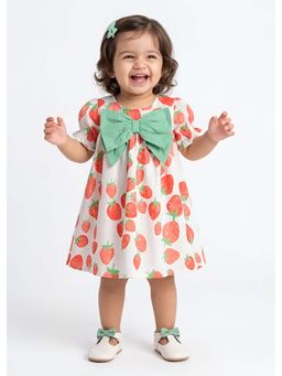 Hopscotch - Strawberry Bow Applique Cotton Dress