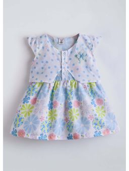 Hopscotch - Blue Floral Printed Casual Dress