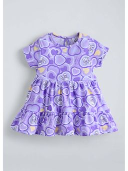 Hopscotch - Purple Bunny Heart Print Tiered Dress