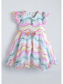 Hopscotch - Multi-Color Applique Ruffled Dress