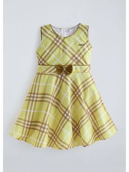 Hopscotch - Beige Bow Applique Plaid Casual Dress