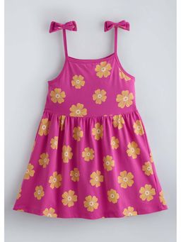 Hopscotch - Pink Strappy Floral Cotton Dress