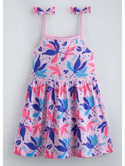 Hopscotch - Pink Strappy Tropical Cotton Dress