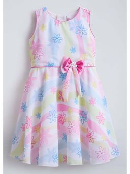 Hopscotch - Pink Bow Pearl Applique Cotton Dress
