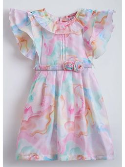 Hopscotch - Rose Applique Ruffled Cotton Dress