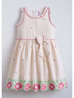 Hopscotch - Pink Floral Embroidered Cotton Casual Dress