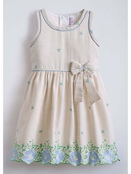 Hopscotch - Blue Floral Embroidered Cotton Casual Dress