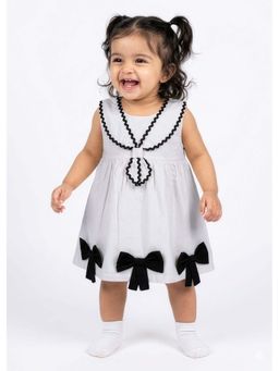 Hopscotch - White Bow Applique Sailor Collar Dress