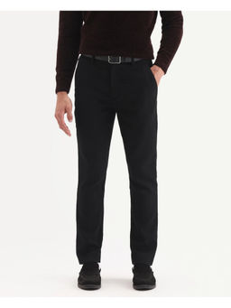 Rare Rabbit - Men Tock Black Polyester Fabric Plain Trouser
