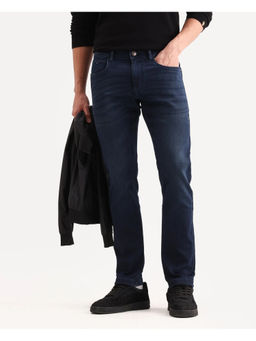 Rare Rabbit - Men Tours-2 Navy Blue Cotton Blend Fabric Hawk Slim Fit Jeans
