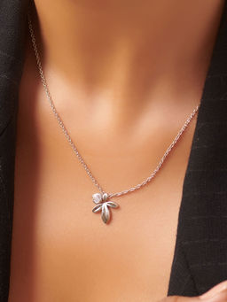 Shaya by CaratLane - A Winters Tale Leaf Pendant Necklace in 925 Silver
