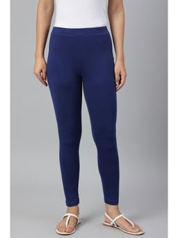 W - Navy Blue Knitted Cotton Lycra Leggings