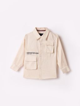 Blue Giraffe - Boys Off White Printed Regular Fit Shirt