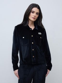 ELLE - Womens Black Solid Shirt