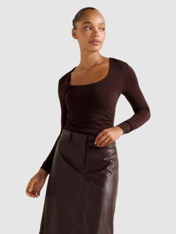 Forever New - Brown Jacqui Scoop Long Sleeve Top