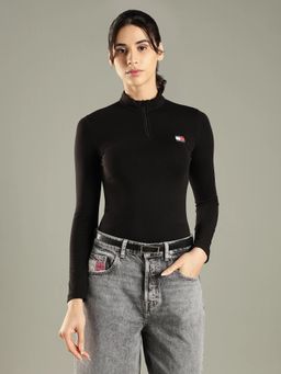 Tommy Hilfiger - Black Solid Slim Fit Cotton T-Shirt