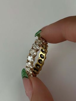AQUASTREET - Oval Baguette White Zircon 18K Gold Plated Waterproof Anti-Tarnish Ring