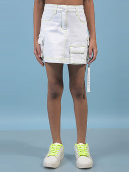 CRIMSOUNE CLUB - Girls White Denim Skirt