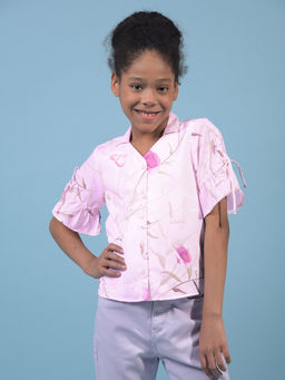 CRIMSOUNE CLUB - Girls Purple Floral Print Shirt