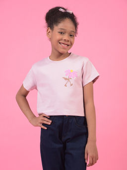 CRIMSOUNE CLUB - Girl's Pink Embellished Oversize T-Shirt