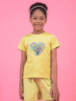 CRIMSOUNE CLUB - Girls Yellow Embroidered T-Shirt