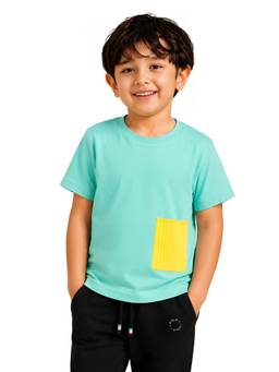 PILOLO - Green Solid/Plain Round Neck T-Shirt