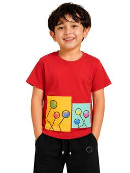 PILOLO - Red Printed Round Neck T-Shirt