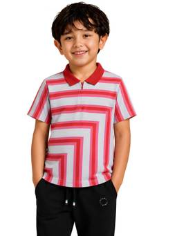 PILOLO - Multi-Color Stripes Collar Neck Polo T-Shirt