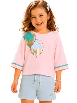 PILOLO - Pink Printed Boat Neck Top